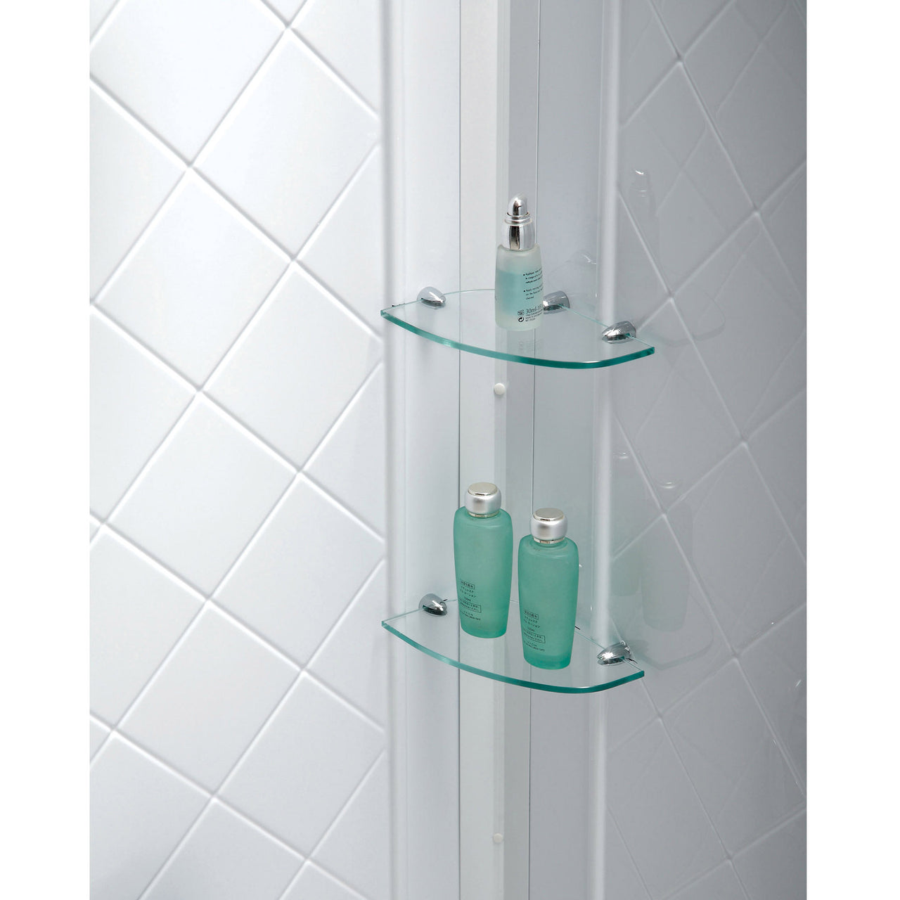 DreamLine Aqua Fold 32 in. D x 32 in. W x 76 3/4 in. H Frameless Bi-Fold Shower Door with Shower Base and QWALL-5 Shower Backwalls Kit - BNGBath