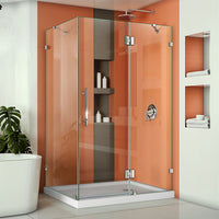 Thumbnail for DreamLine Quatra Lux 34 1/4 in. D x 46 3/8 in. W x 72 in. H Frameless Hinged Shower Enclosure with Support Arms - BNGBath