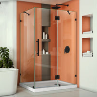 Thumbnail for DreamLine Quatra Lux 34 1/4 in. D x 46 3/8 in. W x 72 in. H Frameless Hinged Shower Enclosure with Support Arms - BNGBath