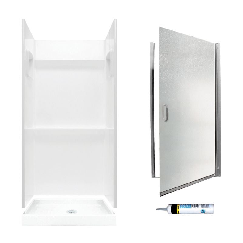 73.25-In X 36-In X 36-In 3-Piece Alcove Shower Kit Chrome Privacy Glass by Swan Veritek - BNGBath
