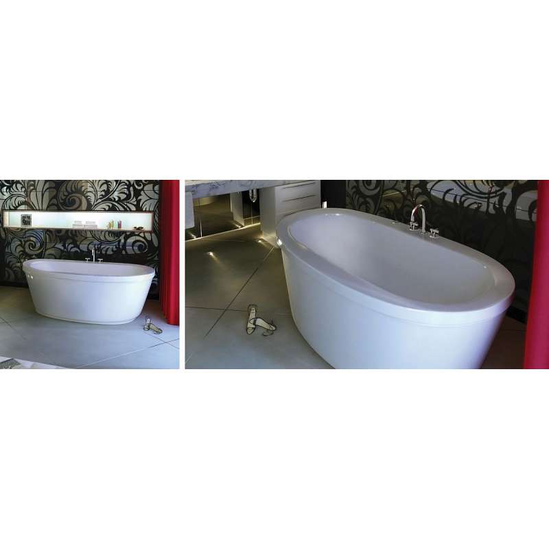 66in X 36in X 24in Oval Acrylic Freestanding Soaking Bathtub With Center Drain, In White - BNGBath