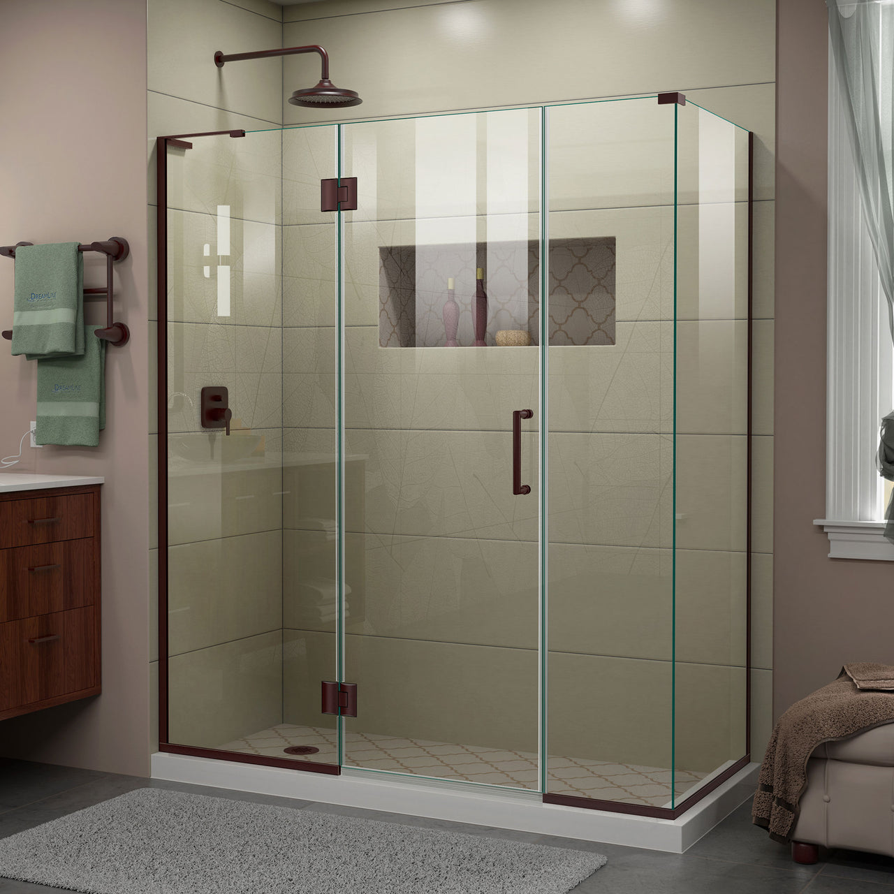 DreamLine Unidoor-X 63 1/2 in. W x 30 3/8 in. D x 72 in. H Frameless Hinged Shower Enclosure - BNGBath