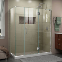 Thumbnail for DreamLine Unidoor-X 63 1/2 in. W x 30 3/8 in. D x 72 in. H Frameless Hinged Shower Enclosure - BNGBath