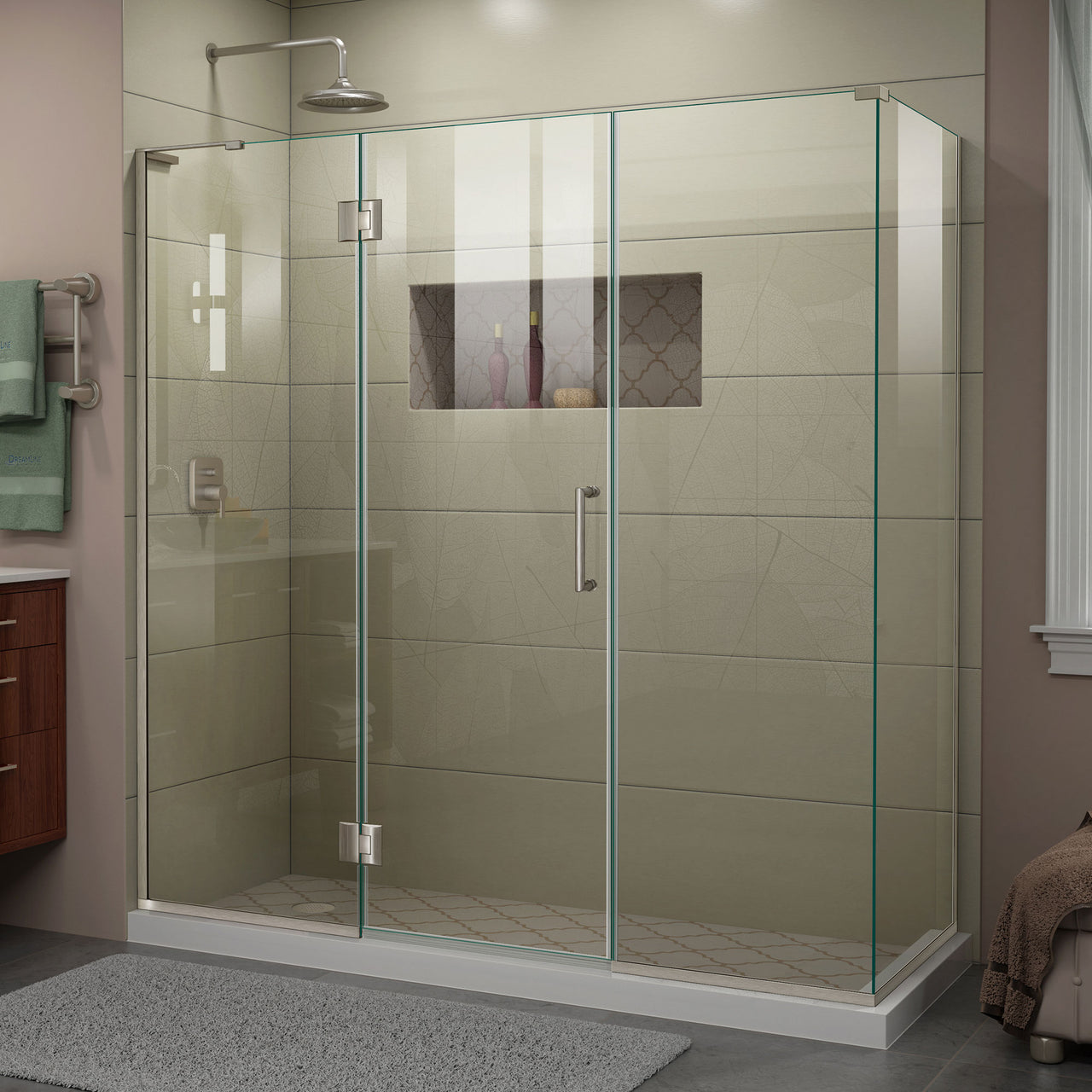 DreamLine Unidoor-X 70 in. W x 30 3/8 in. D x 72 in. H Frameless Hinged Shower Enclosure - BNGBath