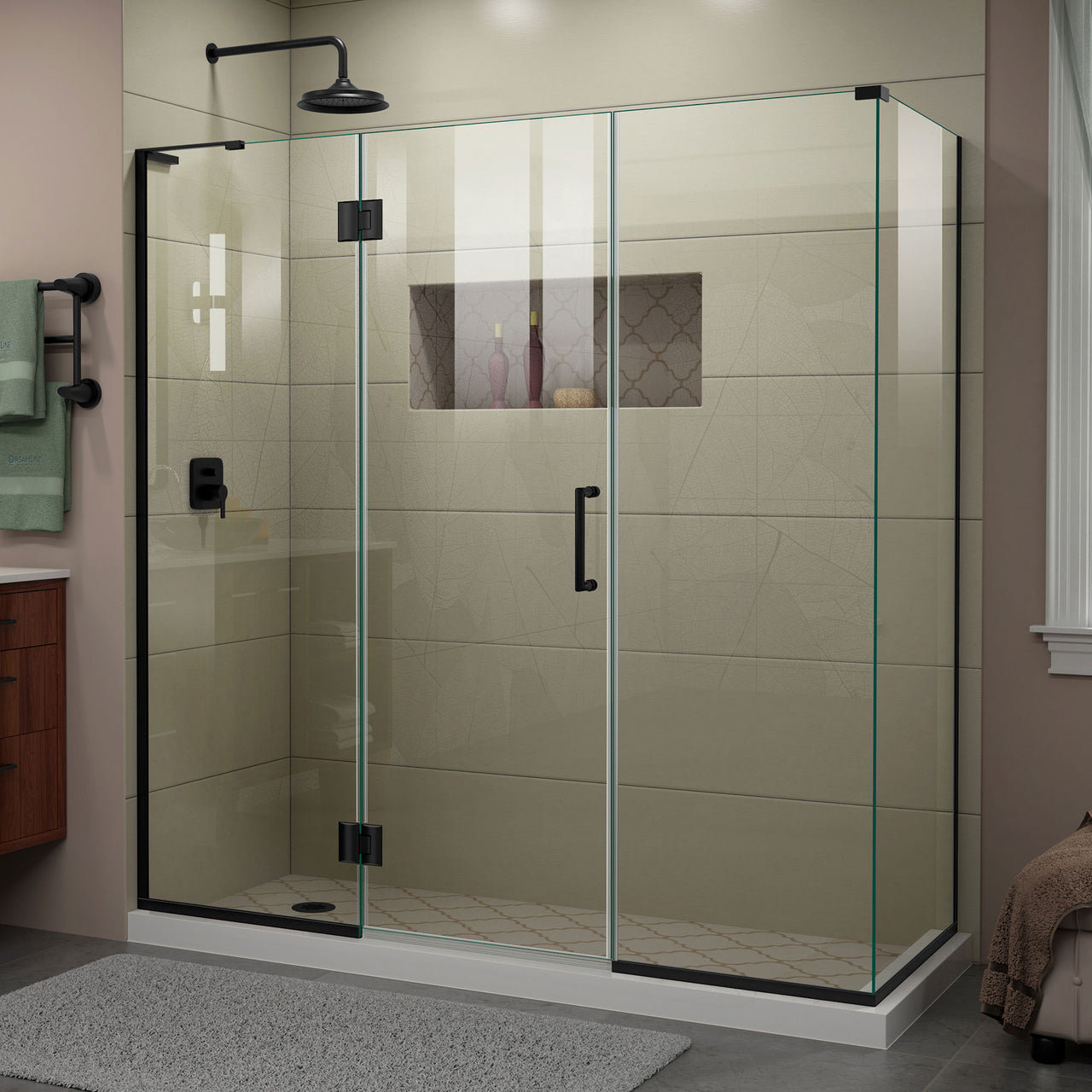 DreamLine Unidoor-X 70 in. W x 30 3/8 in. D x 72 in. H Frameless Hinged Shower Enclosure - BNGBath