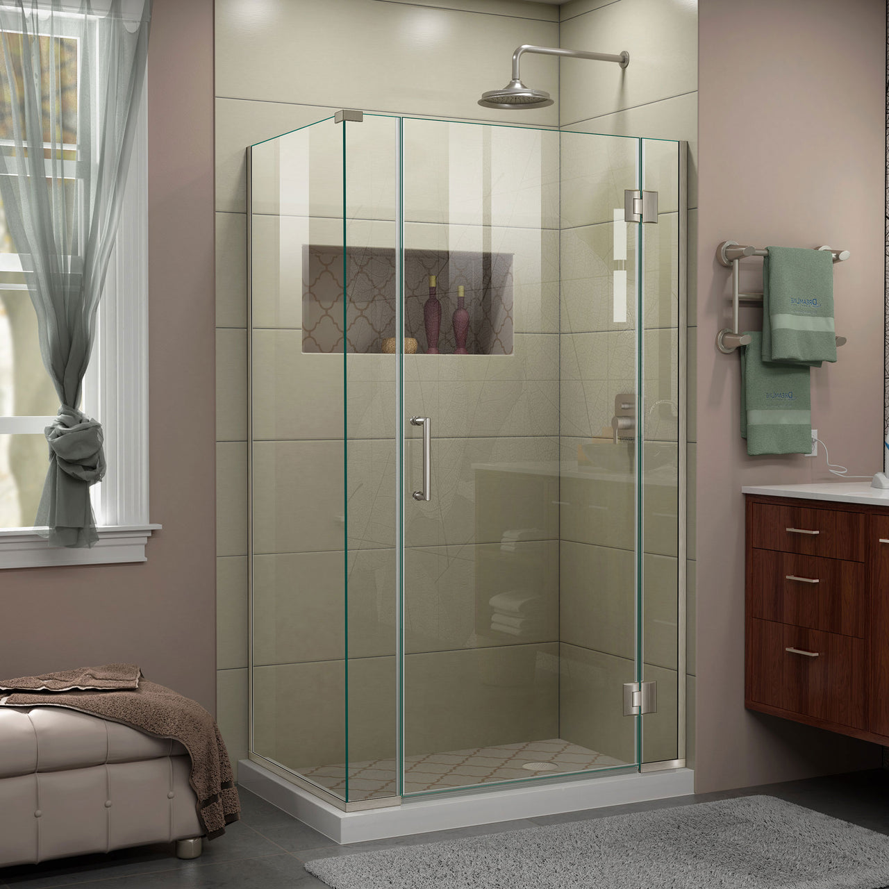 DreamLine Unidoor-X 40 1/2 in. W x 34 3/8 in. D x 72 in. H Frameless Hinged Shower Enclosure - BNGBath