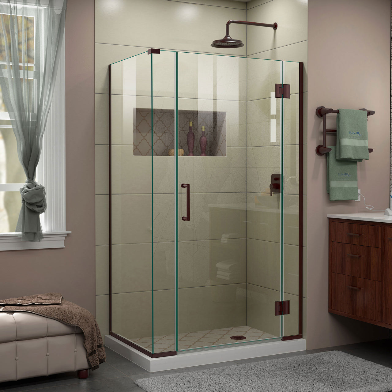 DreamLine Unidoor-X 40 1/2 in. W x 34 3/8 in. D x 72 in. H Frameless Hinged Shower Enclosure - BNGBath
