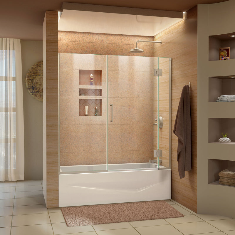 DreamLine Unidoor-X 58-58 1/2 in. W x 58 in. H Frameless Hinged Tub Door - BNGBath