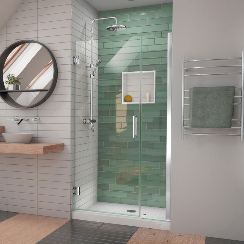 DreamLine Unidoor-LS 37-38 in. W x 72 in. H Frameless Hinged Shower Door with L-Bar - BNGBath