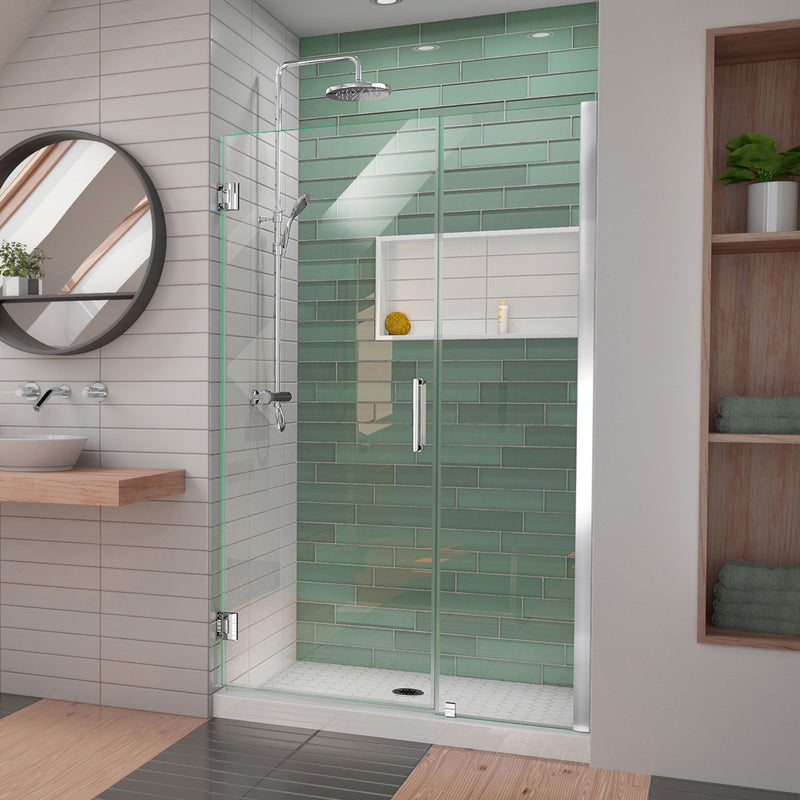 DreamLine Unidoor-LS 45-46 in. W x 72 in. H Frameless Hinged Shower Door with L-Bar - BNGBath