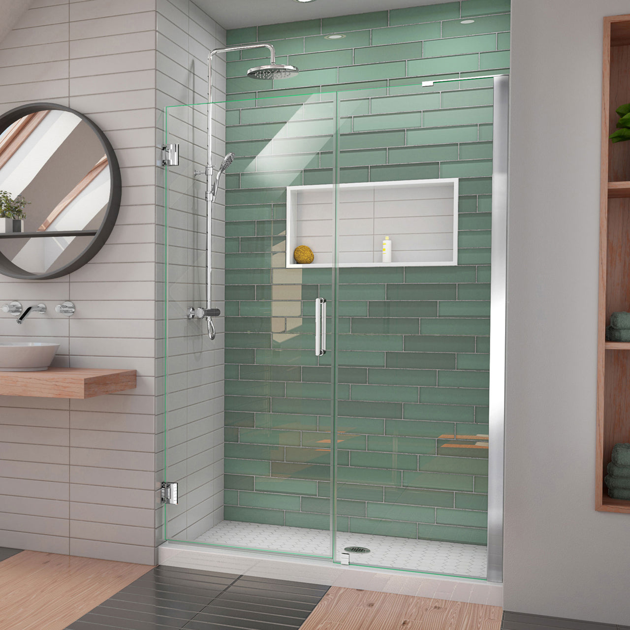 DreamLine Unidoor-LS 49-50 in. W x 72 in. H Frameless Hinged Shower Door with L-Bar - BNGBath