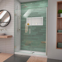 Thumbnail for DreamLine Unidoor-LS 47-48 in. W x 72 in. H Frameless Hinged Shower Door with L-Bar - BNGBath