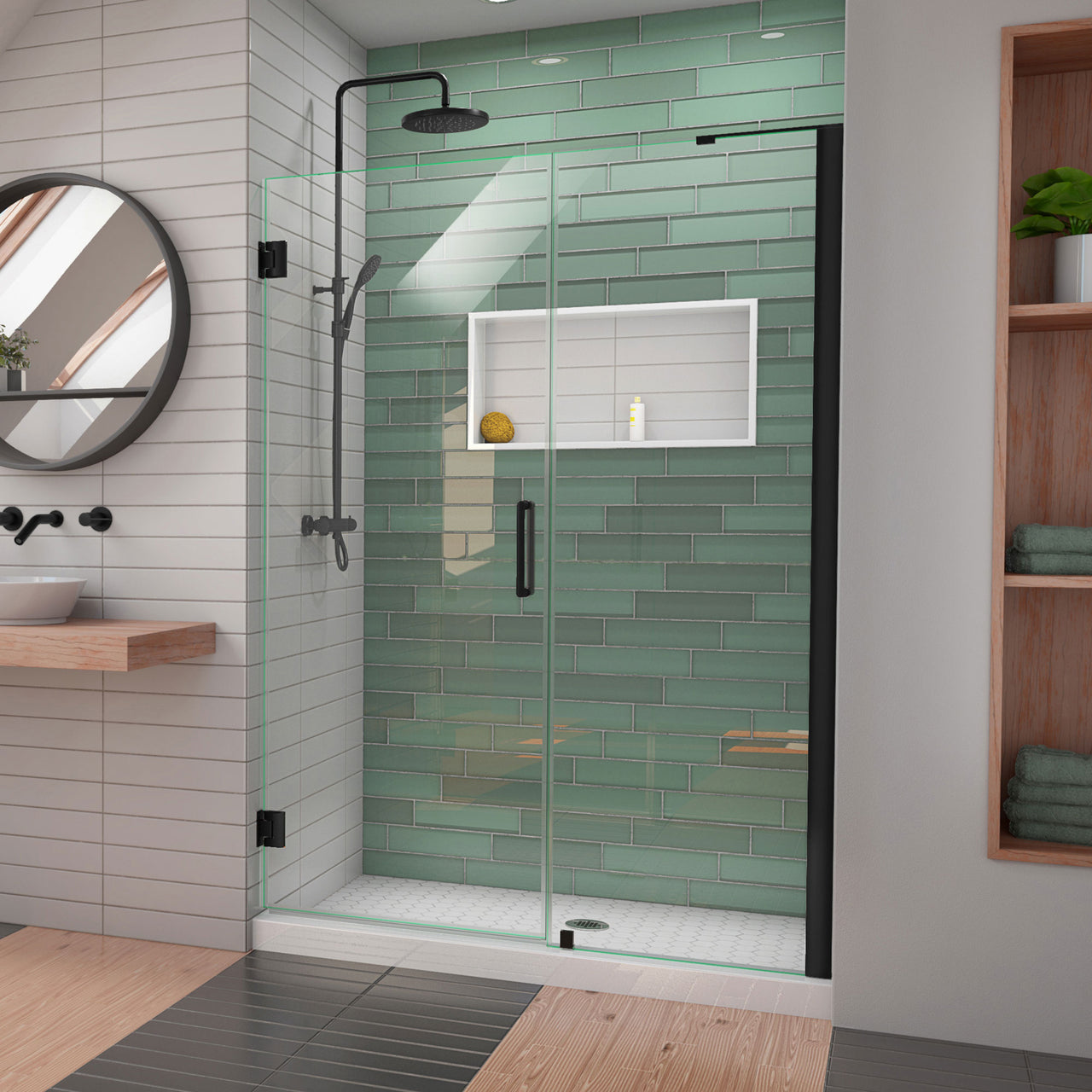 DreamLine Unidoor-LS 49-50 in. W x 72 in. H Frameless Hinged Shower Door with L-Bar - BNGBath