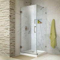 Thumbnail for DreamLine Unidoor Lux 30 3/8 in. W x 30 in. D x 72 in. H Fully Frameless Hinged Shower Enclosure with Support Arm - BNGBath