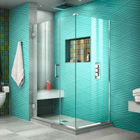 Thumbnail for DreamLine Unidoor Plus 41 1/2 in. W x 34 3/8 in. D x 72 in. H Frameless Hinged Shower Enclosure, Clear Glass - BNGBath