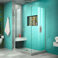 Thumbnail for DreamLine Unidoor Plus 44 1/2 in. W x 34 3/8 in. D x 72 in. H Frameless Hinged Shower Enclosure, Clear Glass - BNGBath