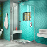 Thumbnail for DreamLine Unidoor Plus 34 1/2 in. W x 34 3/8 in. D x 72 in. H Frameless Hinged Shower Enclosure, Clear Glass - BNGBath