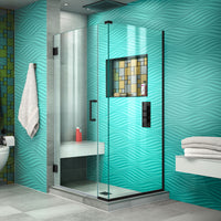 Thumbnail for DreamLine Unidoor Plus 36 1/2 in. W x 30 3/8 in. D x 72 in. H Frameless Hinged Shower Enclosure, Clear Glass - BNGBath