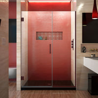 Thumbnail for DreamLine Unidoor Plus 48 1/2 - 49 in. W x 72 in. H Frameless Hinged Shower Door, Clear Glass - BNGBath