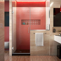 Thumbnail for DreamLine Unidoor Plus 47-47 1/2 in. W x 72 in. H Frameless Hinged Shower Door with 36 in. Half Panel, Clear Glass - BNGBath