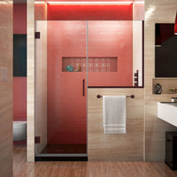 Thumbnail for DreamLine Unidoor Plus 48-48 1/2 in. W x 72 in. H Frameless Hinged Shower Door with 34 in. Half Panel, Clear Glass - BNGBath