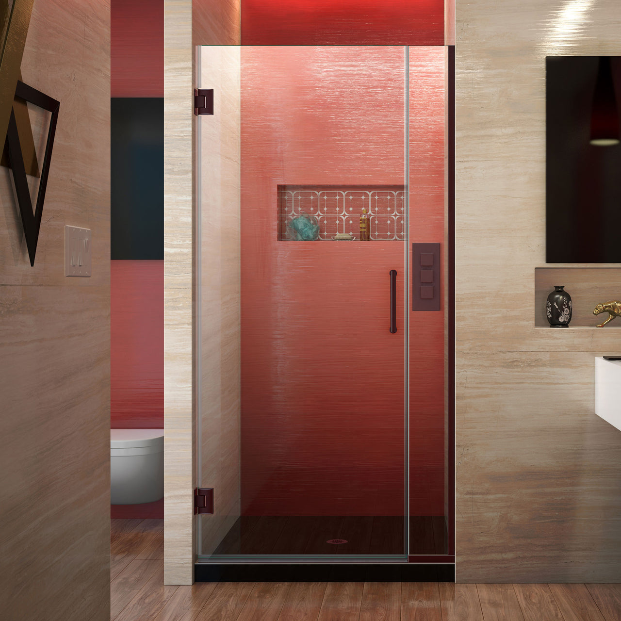 DreamLine Unidoor Plus 30-30 1/2 in. W x 72 in. H Frameless Hinged Shower Door, Clear Glass - BNGBath