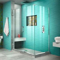 Thumbnail for DreamLine Unidoor Plus 49 in. W x 34 3/8 in. D x 72 in. H Frameless Hinged Shower Enclosure, Clear Glass - BNGBath