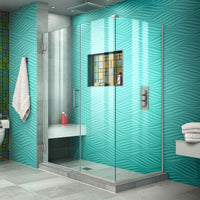 Thumbnail for DreamLine Unidoor Plus 46 in. W x 34 3/8 in. D x 72 in. H Frameless Hinged Shower Enclosure, Clear Glass - BNGBath
