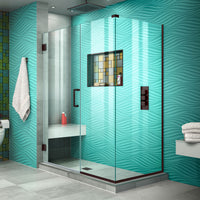 Thumbnail for DreamLine Unidoor Plus 46 in. W x 30 3/8 in. D x 72 in. H Frameless Hinged Shower Enclosure, Clear Glass - BNGBath