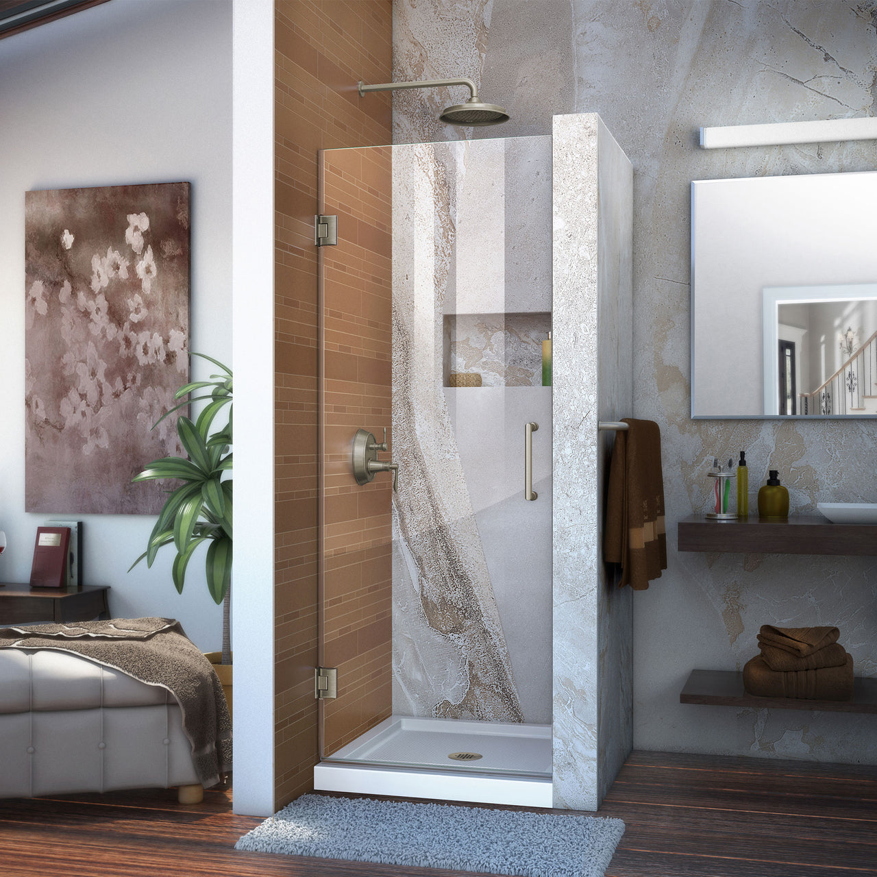 DreamLine Unidoor 24 in. W x 72 in. H Frameless Hinged Shower Door, Clear Glass - BNGBath