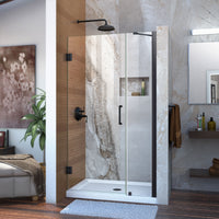 Thumbnail for DreamLine Unidoor 41-42 in. W x 72 in. H Frameless Hinged Shower Door with Support Arm, Clear Glass - BNGBath