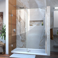 Thumbnail for DreamLine Unidoor 60-61 in. W x 72 in. H Frameless Hinged Shower Door with Support Arm, Clear Glass - BNGBath