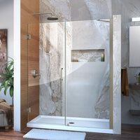 Thumbnail for DreamLine Unidoor 56-57 in. W x 72 in. H Frameless Hinged Shower Door with Support Arm, Clear Glass - BNGBath