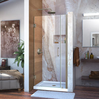 Thumbnail for DreamLine Unidoor 33-34 in. W x 72 in. H Frameless Hinged Shower Door, Clear Glass - BNGBath
