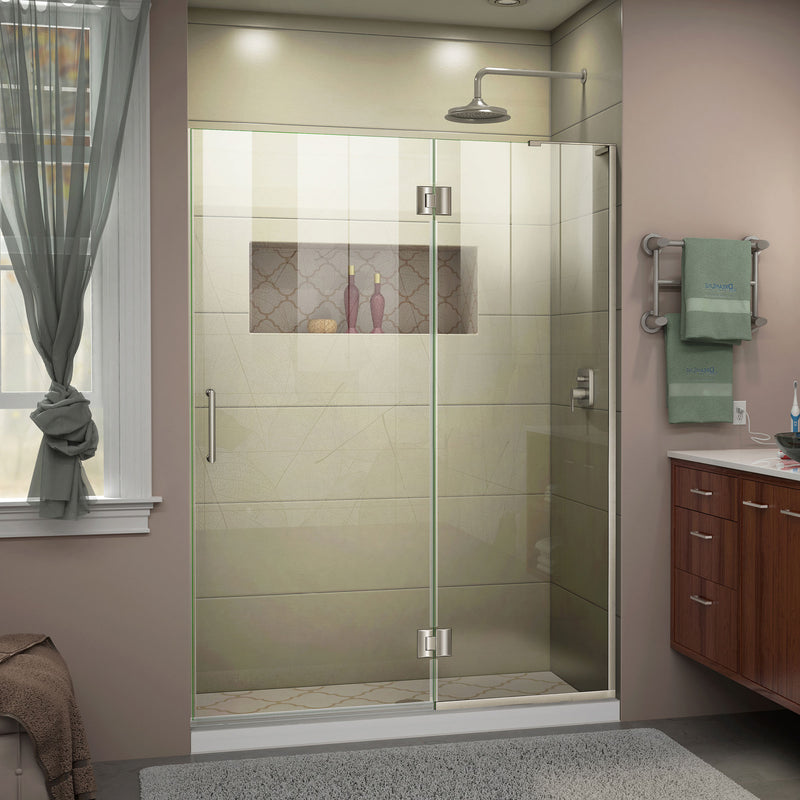 DreamLine Unidoor-X 54 in. W x 72 in. H Frameless Hinged Shower Door - BNGBath