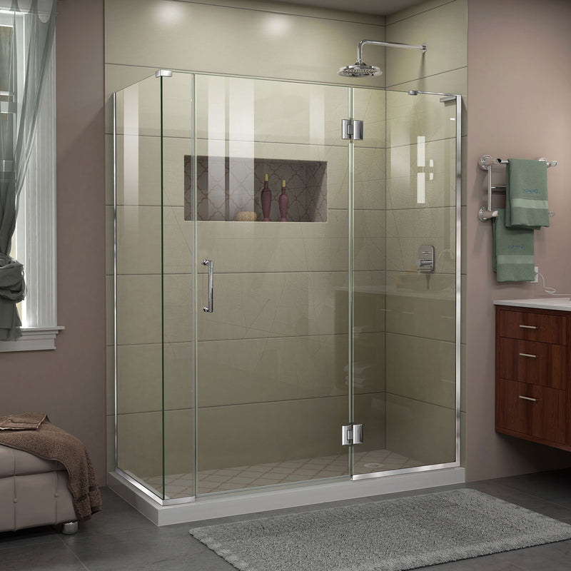 DreamLine Unidoor-X 58 in. W x 30 3/8 in. D x 72 in. H Frameless Hinged Shower Enclosure - BNGBath