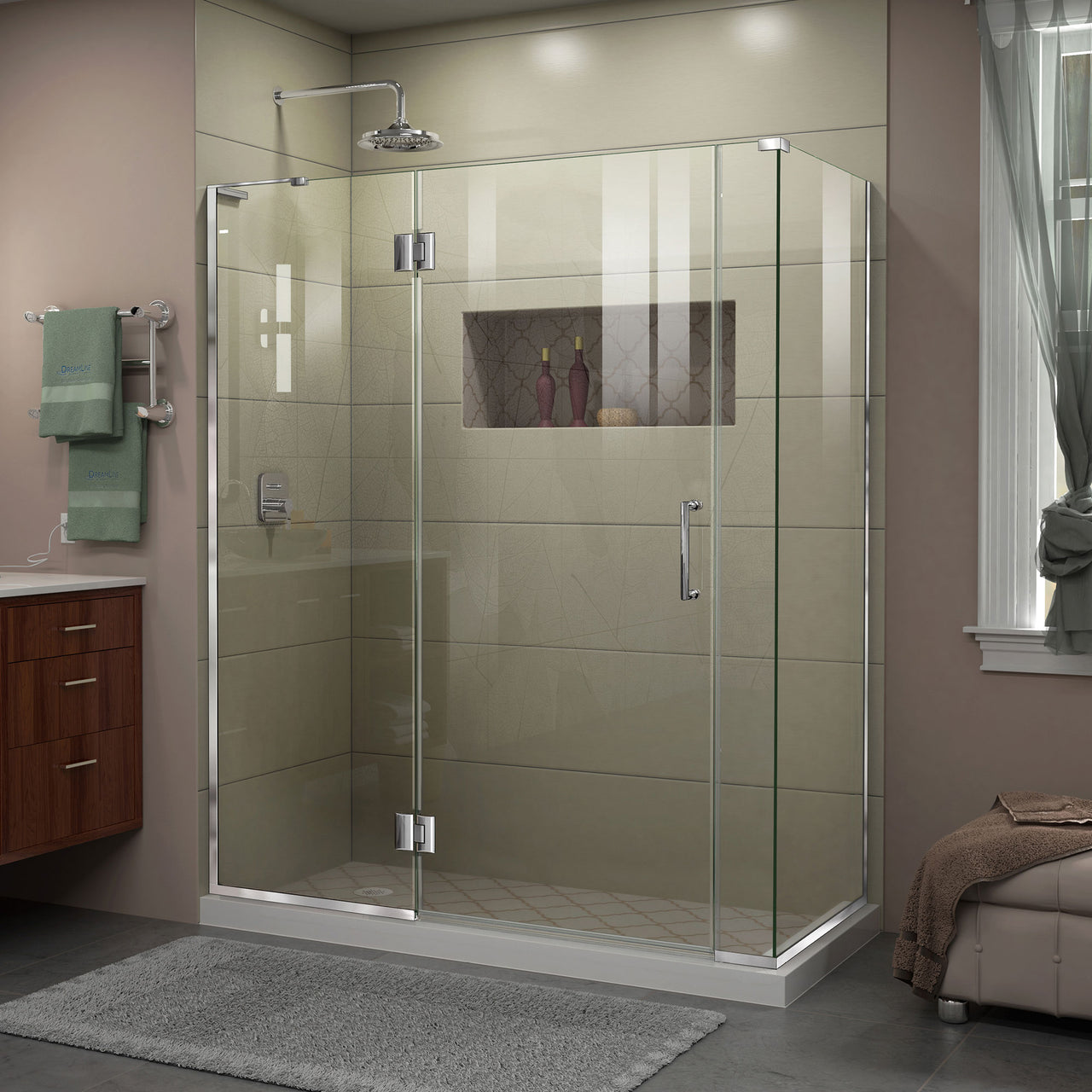 DreamLine Unidoor-X 60 in. W x 34 3/8 in. D x 72 in. H Frameless Hinged Shower Enclosure - BNGBath