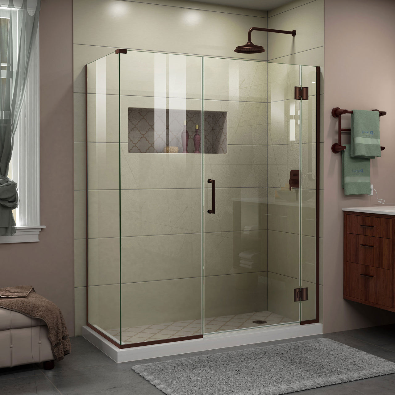 DreamLine Unidoor-X 58 1/2 in. W x 30 3/8 in. D x 72 in. H Frameless Hinged Shower Enclosure - BNGBath