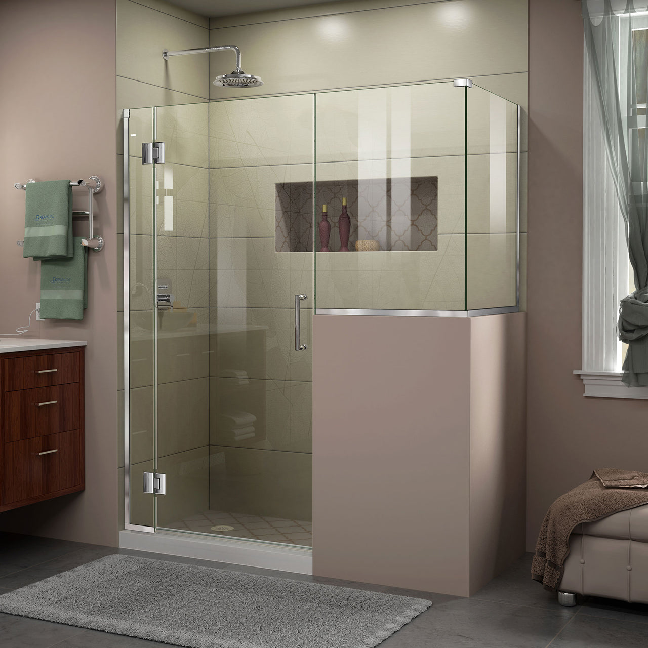 DreamLine Unidoor-X 59 in. W x 36 3/8 in. D x 72 in. H Frameless Hinged Shower Enclosure - BNGBath