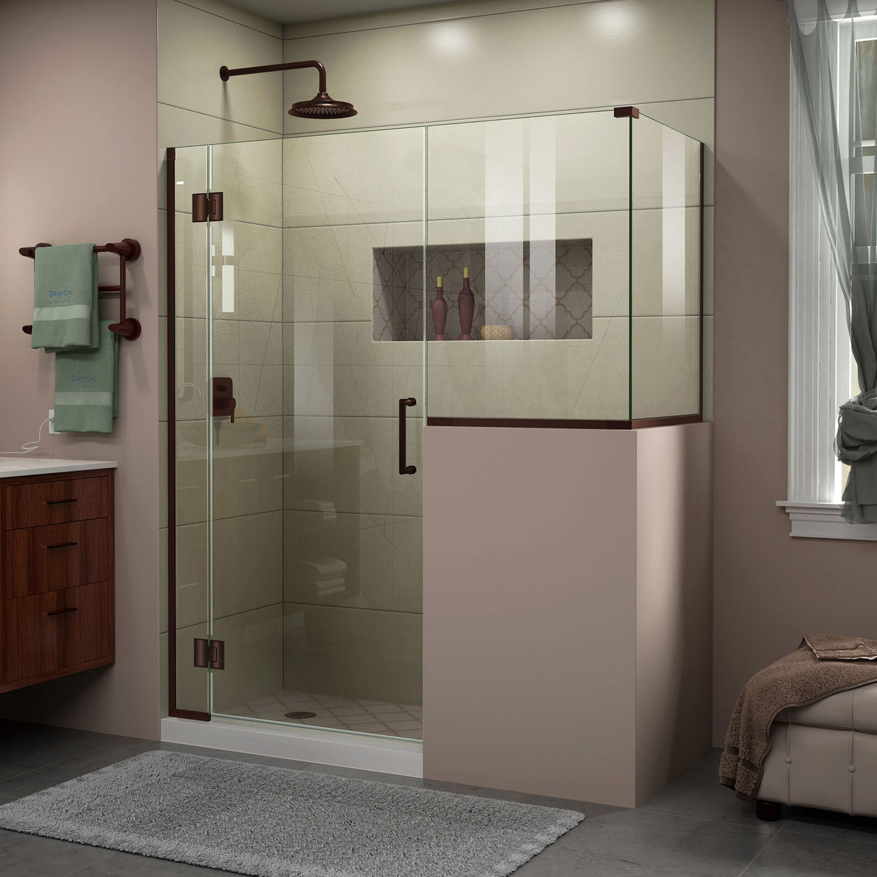 DreamLine Unidoor-X 59 in. W x 36 3/8 in. D x 72 in. H Frameless Hinged Shower Enclosure - BNGBath