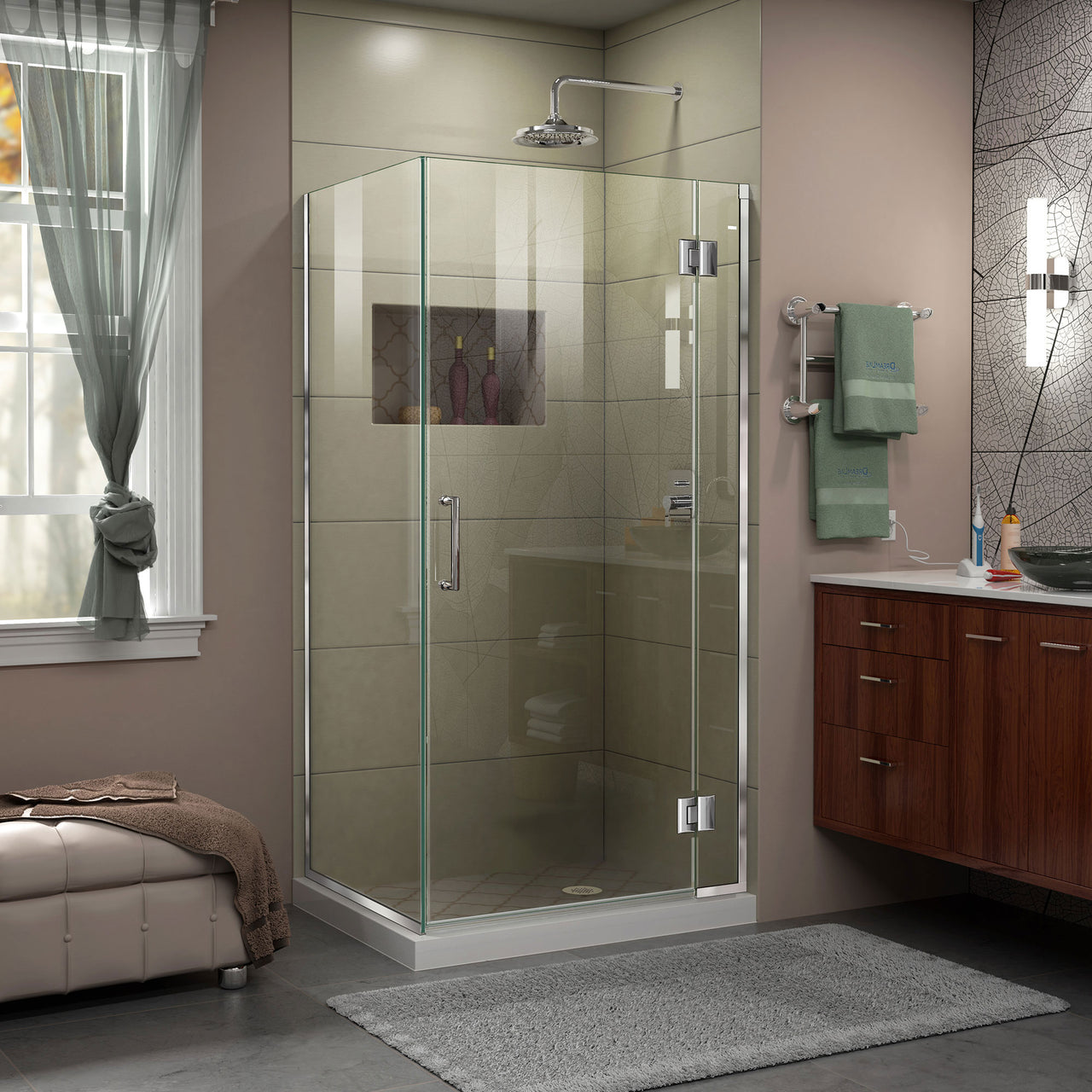 DreamLine Unidoor-X 34 3/8 in. W x 30 in. D x 72 in. H Frameless Hinged Shower Enclosure - BNGBath
