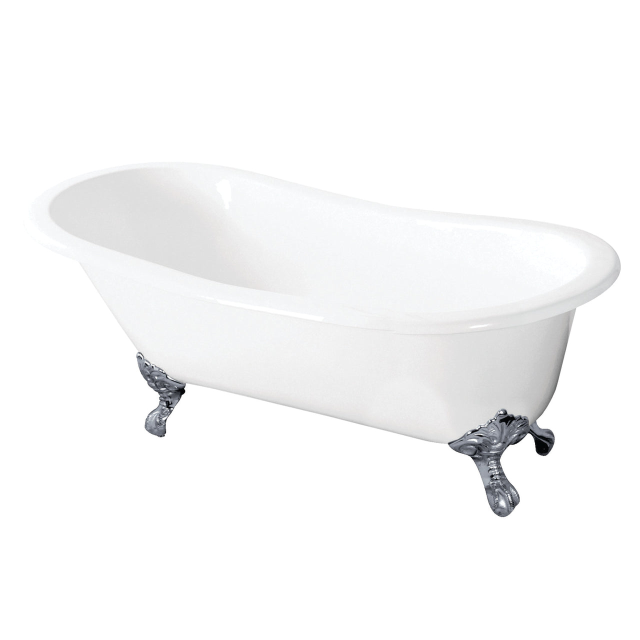 57-Inch Cast Iron Single Slipper Clawfoot Tub (No Faucet Drillings) - BNGBath
