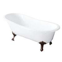 Thumbnail for 57-Inch Cast Iron Single Slipper Clawfoot Tub (No Faucet Drillings) - BNGBath
