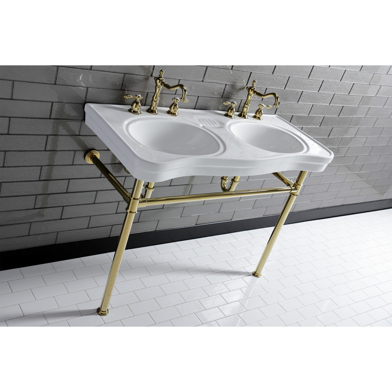 Imperial 47-Inch Double Bowl Console Sink W/ Legs - BNGBath