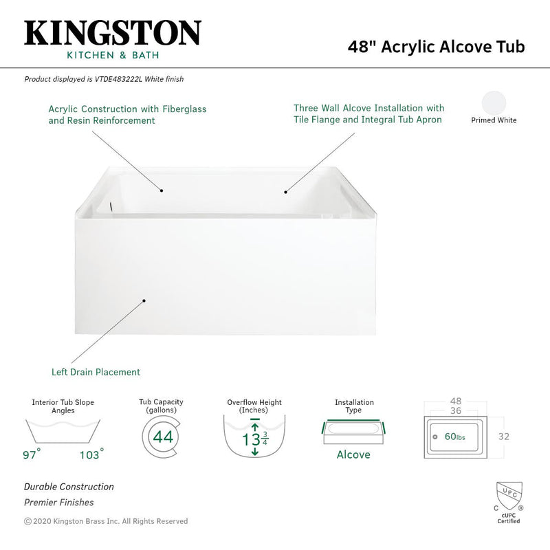 Ambry 48-Inch Acrylic Alcove Tub - BNGBath