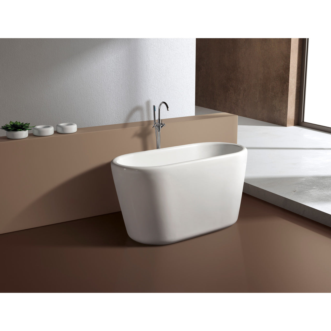 51-Inch Acrylic Freestanding Tub With Seat In White - BNGBath