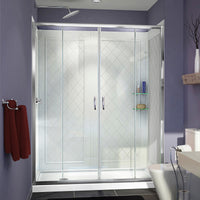 Thumbnail for DreamLine Visions 32 in. D x 60 in. W x 76 3/4 in. H Semi-Frameless Sliding Shower Door, Shower Base and QWALL-5 Backwall Kit - BNGBath