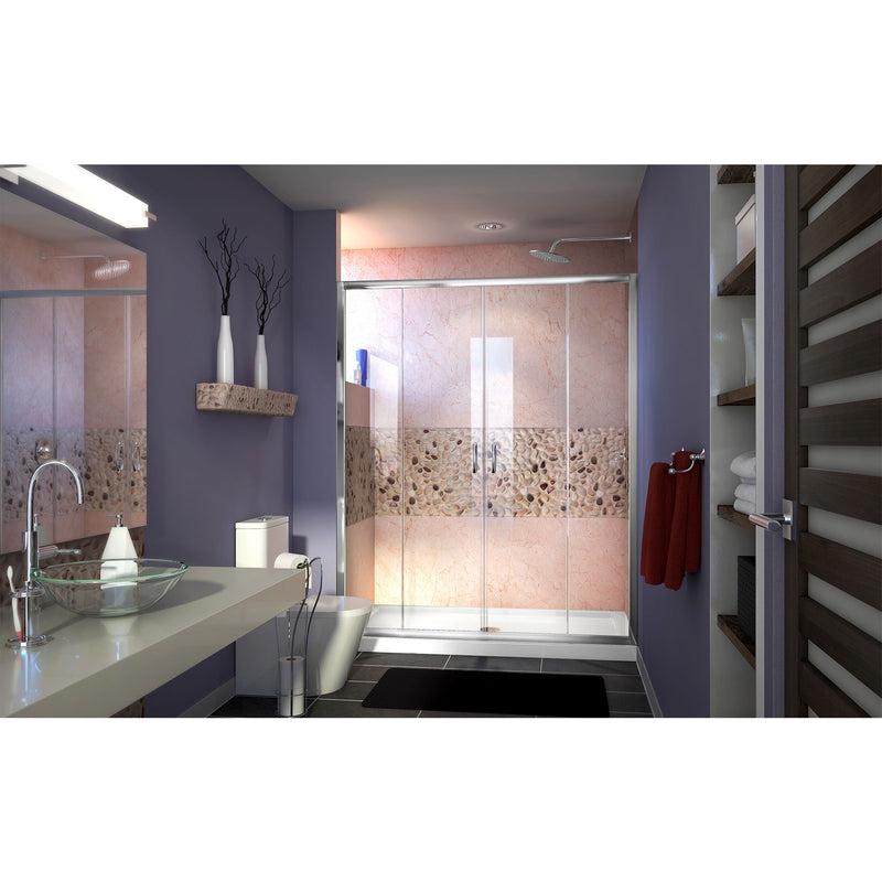 DreamLine Visions 30 in. D x 60 in. W x 74 3/4 in. H Semi-Frameless Sliding Shower Door and SlimLine Shower Base Kit - BNGBath