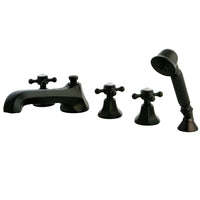 Thumbnail for Kingston Brass KS43055BX Roman Tub Faucet with Hand Shower, Oil Rubbed Bronze - BNGBath