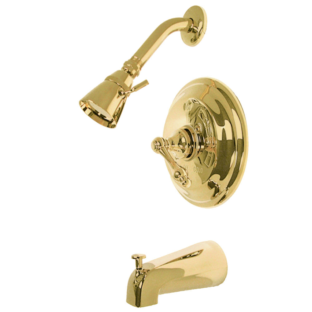 Kingston Brass GKB3632AL Water Saving Restoration Tub and Shower Faucet with Lever Handles, Polished Brass - BNGBath